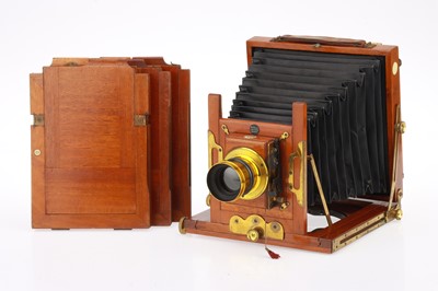 Lot 232 - A Tella Camera Co. 'The Avenue' Half Plate Mahogany & Brass Field Camera