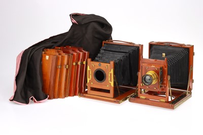 Lot 233 - 2 Mahogany & Brass Field Cameras