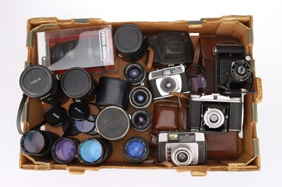 Lot 177 - A Tray of Various Cameras and SLR Lenses