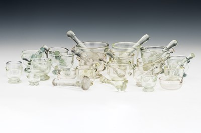 Lot 55 - A Large Collection of Glass Mortar & Pestles