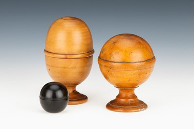Lot 57 - 3 Apothecary's Boxwood Pill Silverers