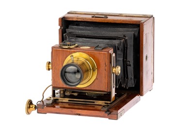 Lot 266 - An S. J. Levi & Co Minia Quarter Plate Mahogany & Brass Folding Camera