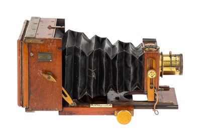Lot 266 - An S. J. Levi & Co Minia Quarter Plate Mahogany & Brass Folding Camera