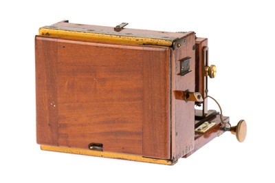 Lot 266 - An S. J. Levi & Co Minia Quarter Plate Mahogany & Brass Folding Camera