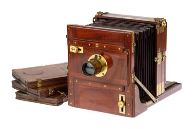 Lot 243 - A G. Hare Half Plate Mahogany & Brass Tailboard Camera