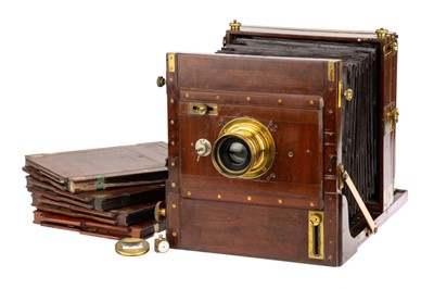 Lot 233 - An Adams & Co. Mahogany & Brass Whole Plate Tailboard Camera