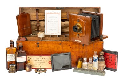 Lot 245 - A J. Lancaster The "Amateur" Quarter Plate Mahogany Camera Outfit