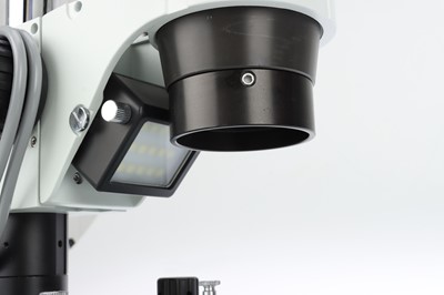 Lot 584 - A Zeiss AmScope Binocular Zoom Microscope & Boom Arm