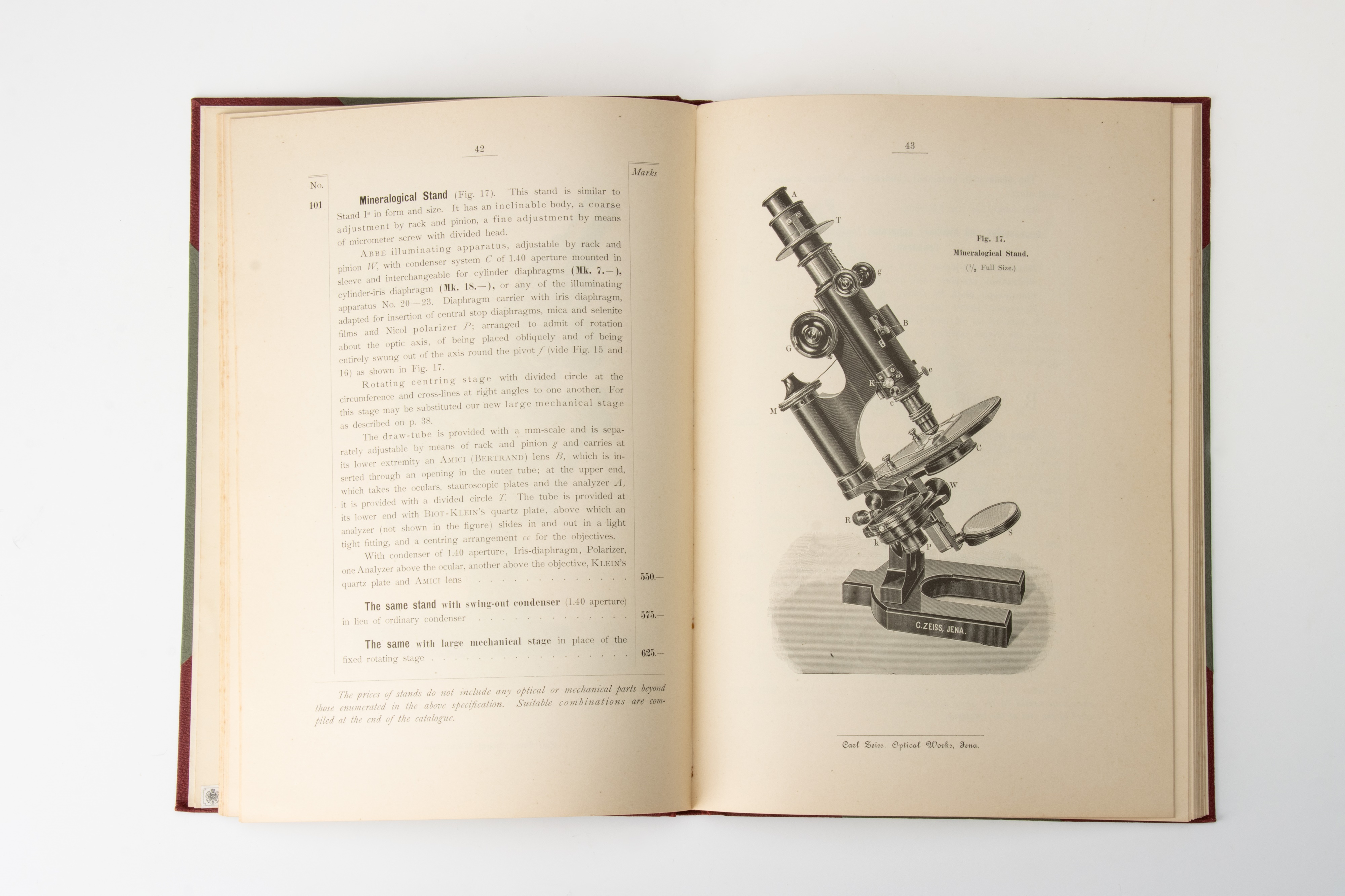 Catalog Microscope Lot 136 - A Good Carl Zeiss Microscope Catalogue, 1895,