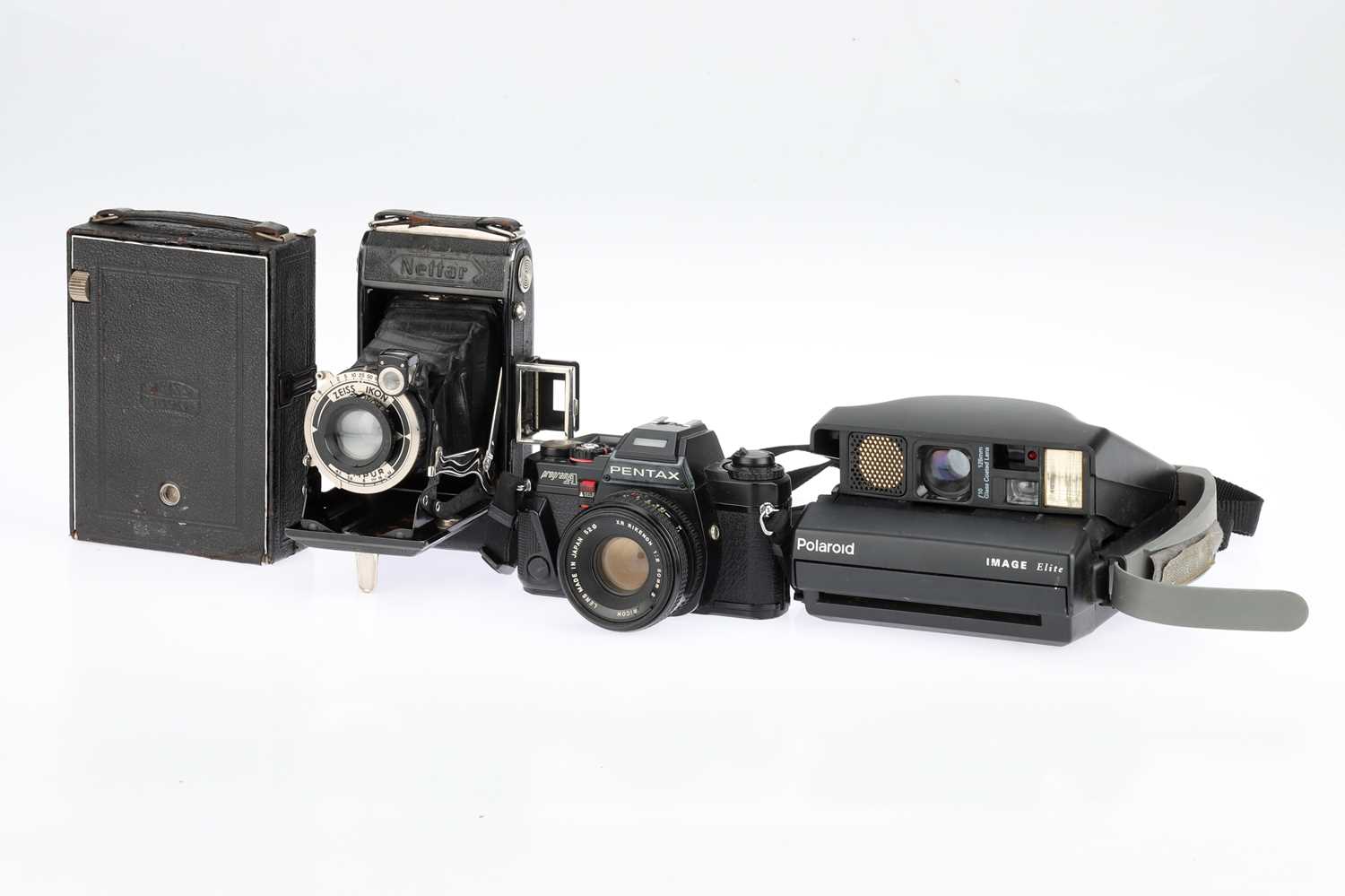 Lot 307 Two Zeiss Ikon Folding Cameras and a Pentax