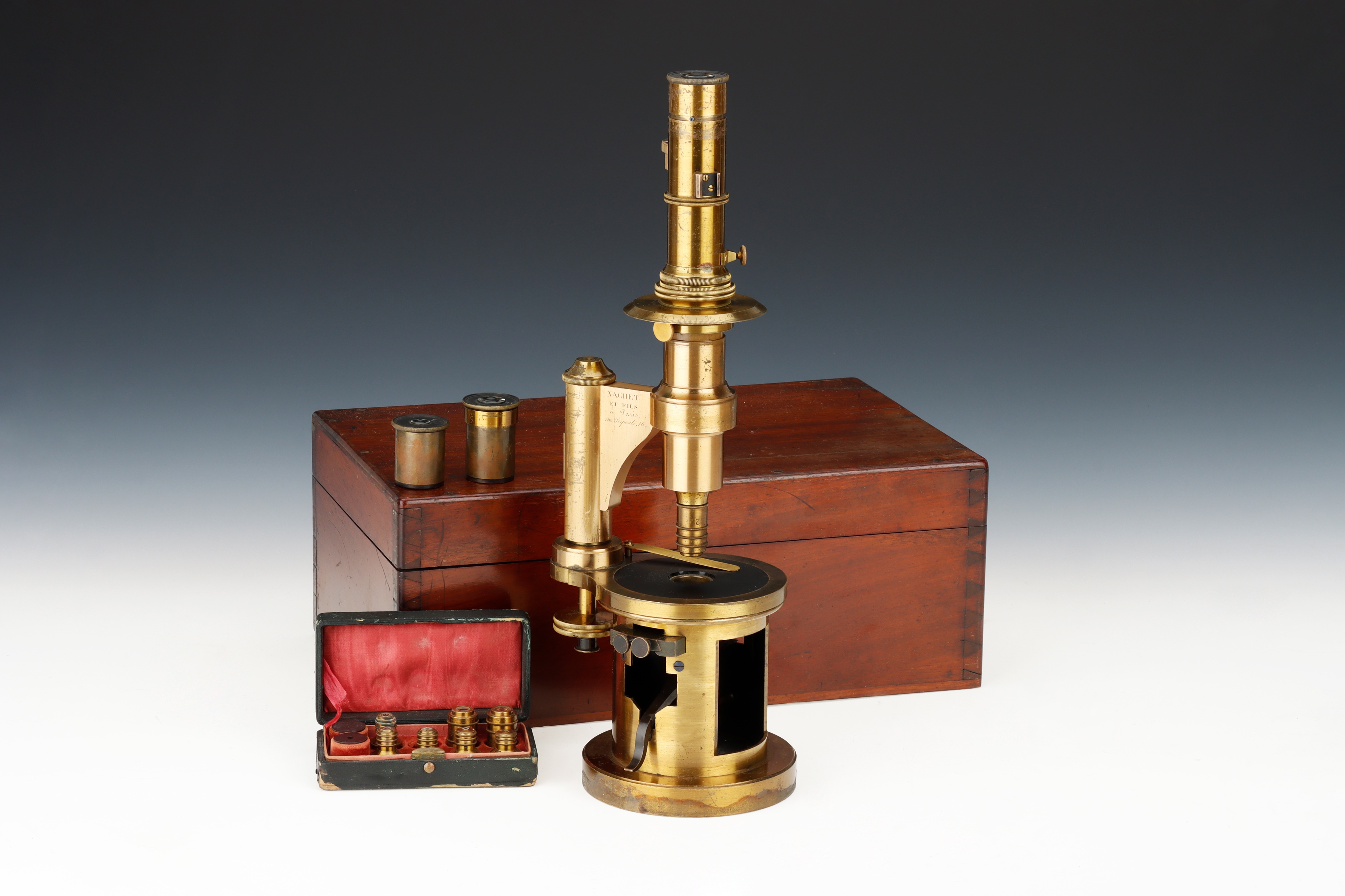 Lot 105 - A French Drum Microscope By Nachet,