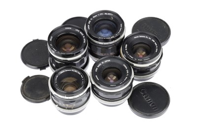 Lot 444 - A Selection of Canon FL Wide Angle Lenses