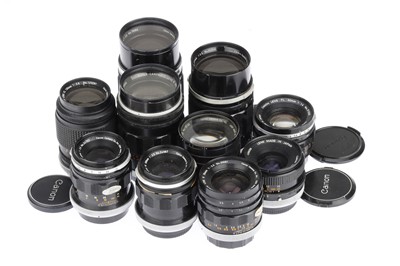 Lot 445 - A Selection of Various Canon FL Super Canomatic R and FD Lenses