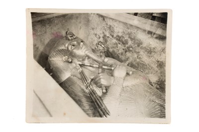Lot 80B - A Silver Gelatin Photograph  Showing Outermost Gilded Wooden Coffin of Tutankhamun
