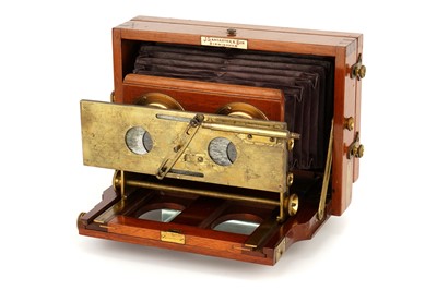 Lot 418 - A J. Lancaster & Son Stereo Instantograph Mahogany Field Camera