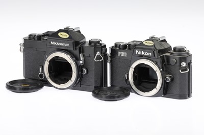 Lot 94 - A Black Nikon FE2 and a FT3 35mm SLR Bodies