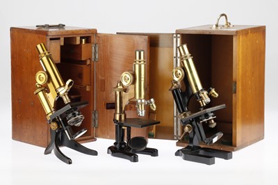 Lot 734 - Collection of 3 Compound Microscopes by E. Leitz