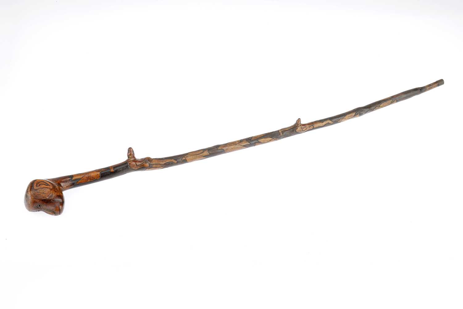 Lot 711 - Very Unusual Carved Victorian Evolution Walking Stick