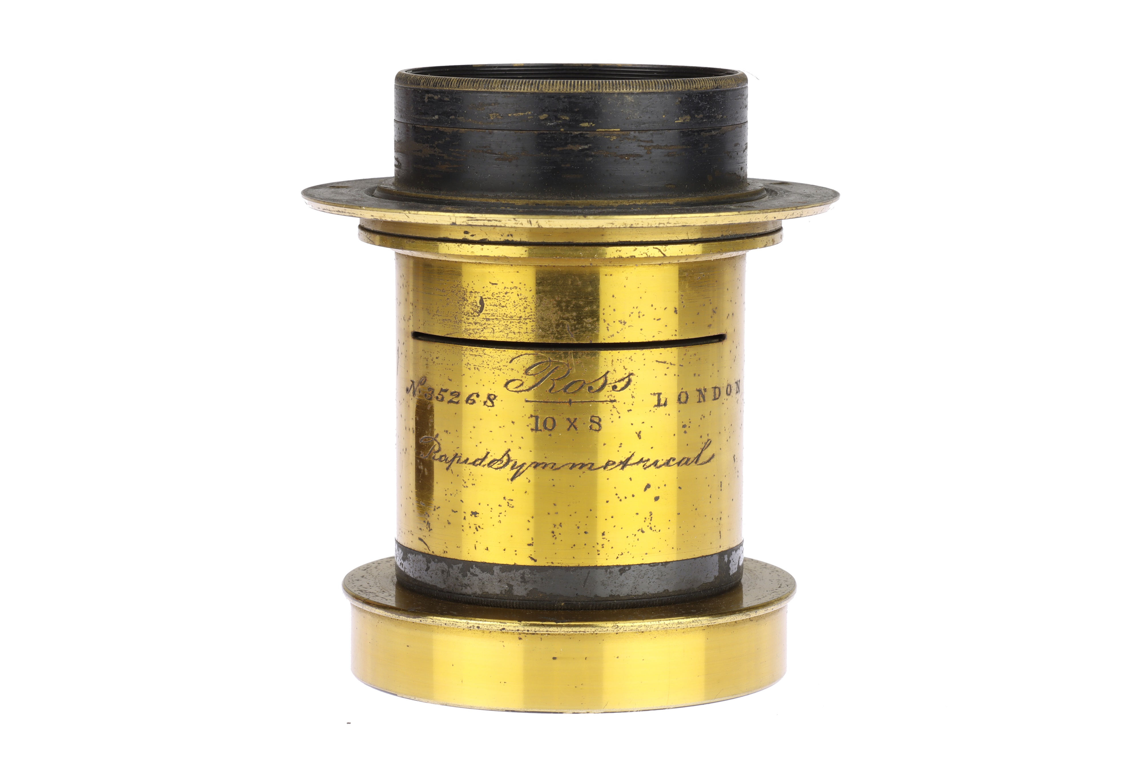 Ancien Objectif Ross London Symmetrical N°7 – Laiton, 9 Pouces (220mm) – Pour Collection