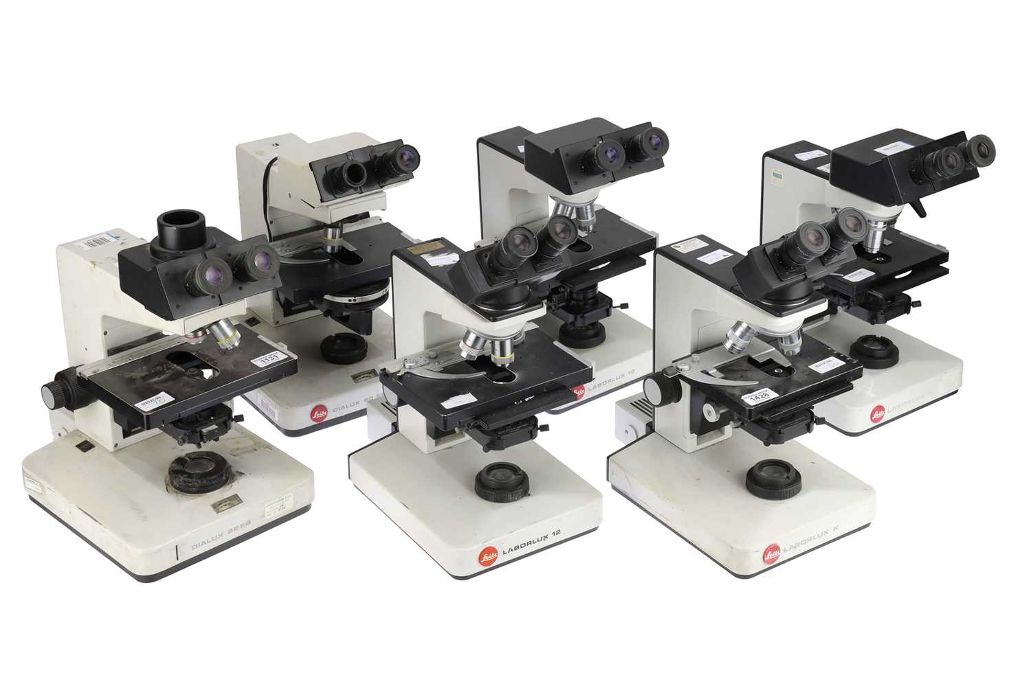 Lot 516 - Collection of 6 Leitz Dialux & Laborlux Binocular Microscopes