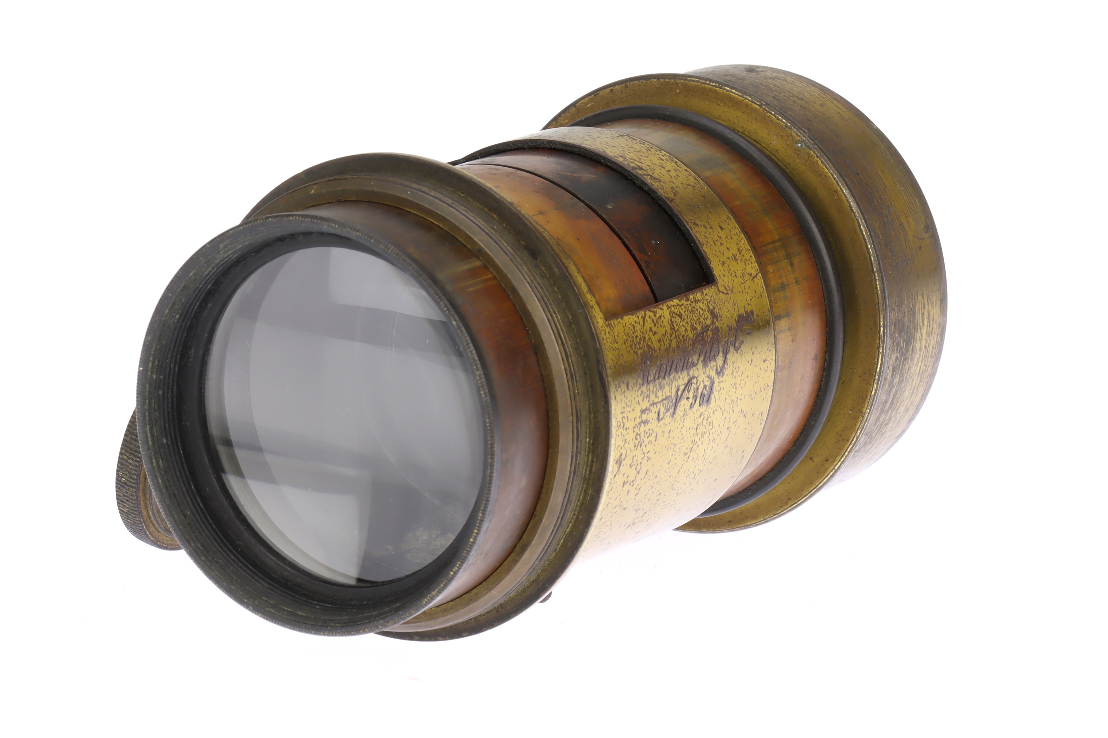 Lot 351 An Unmarked Brass Camera Lens,