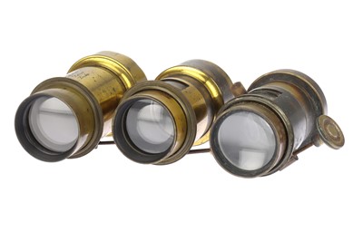 Lot 350 - Three Brass Camera Lenses