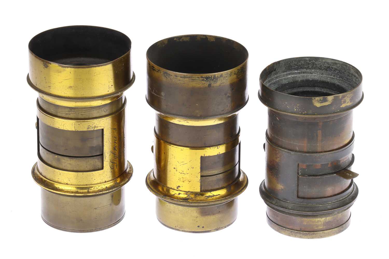 Lot 350 - Three Brass Camera Lenses