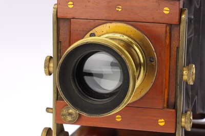 Lot 285 - A J. Lancaster & Son Extra Special Triple Extension Folding Mahogany & Brass Camera