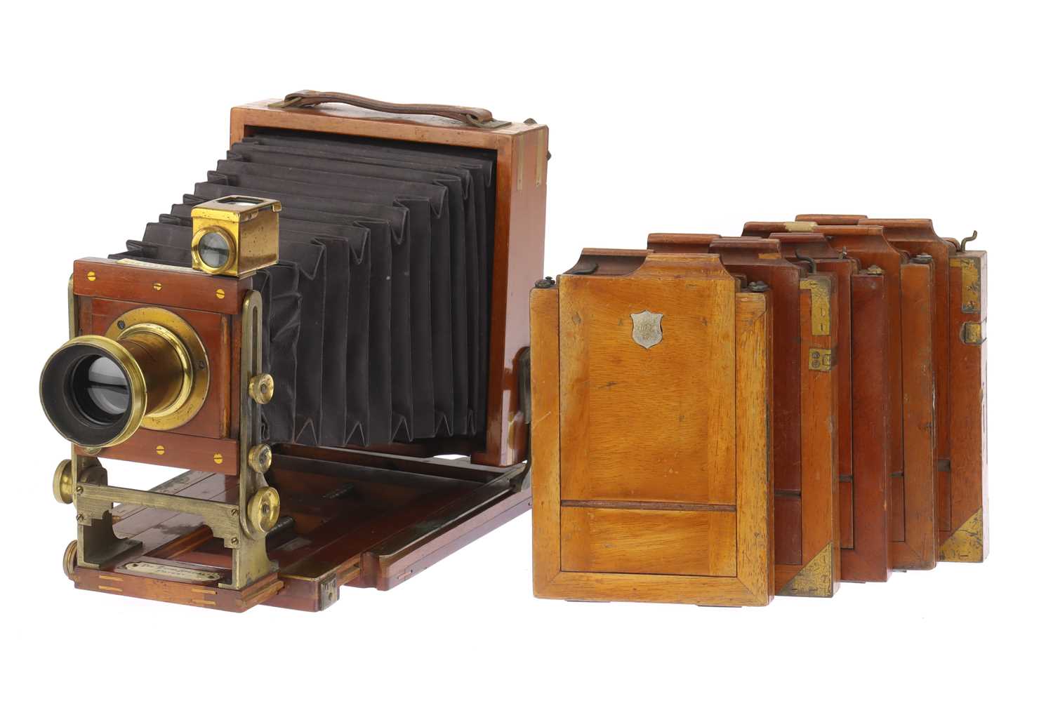 Lot 285 - A J. Lancaster & Son Extra Special Triple Extension Folding Mahogany & Brass Camera