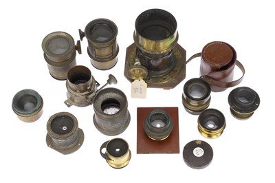 Lot 328 - A Mixed Selection of Brass Camera Lenses