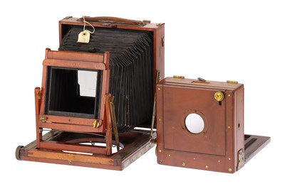 Lot 298 - A Dallmeyer Tailboard Quarter Plate Mahogany & Brass Camera