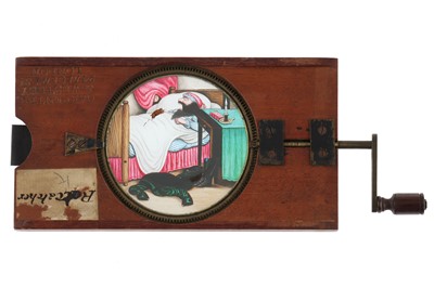 Lot 285 - A ‘Man Eating Rats’, Hand-Painted Rackwork Magic Lantern Slide