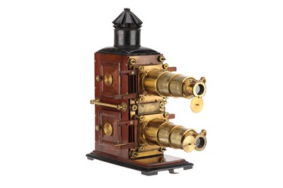 Lot 202 - Brass & Mahogany Biunial Magic Lantern