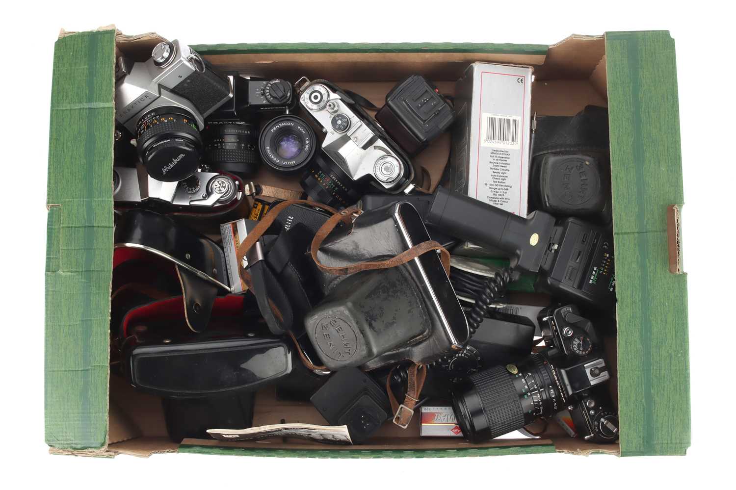 Lot 77 - A Tray of Praktica and Zenit 35mm SLR Cameras and Some Accessories