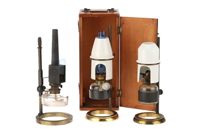 Lot 143 - A Collection of 3 Microscope Oil Lamps