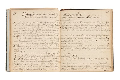 Lot 1217 - Engineers Site Book for Peoria & Oquawka Railroad, c.1850