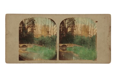 Lot 145 - T. R. Williams Stereocard, Scenes in Our Village, The Church Seen Through the Trees