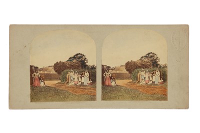 Lot 148 - T. R. Williams Stereocard, Scenes in Our Village, The Last Load-Gleaners Waiting at the Gate