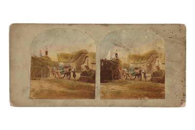 Lot 151 - T. R. Williams Stereocard, Scenes in Our Village, Rick Making