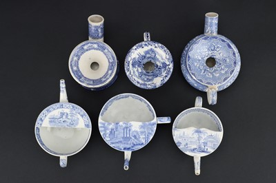 Lot 64 - A Group of Blue and White Earthenware Spittoons and Feeding Cups