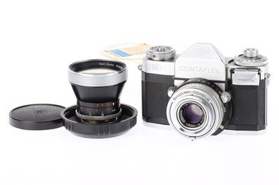 Lot 258 - A Zeiss Ikon Contaflex IV 35mm SLR Camera and additional lens