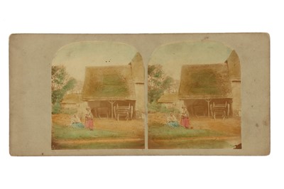 Lot 156 - T. R. Williams Stereocard, Scenes in Our Village, The Straw Yard