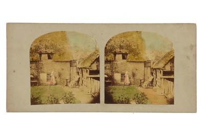 Lot 159 - T. R. Williams Stereocard, Scenes in Our Village, Old Dancy Enjoying His Pipe