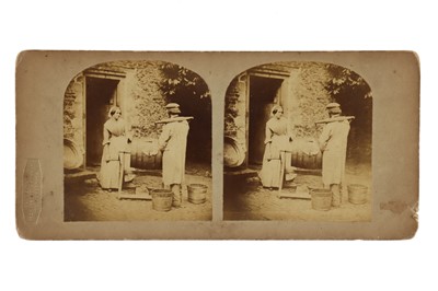 Lot 158 - T. R. Williams Stereocard, Scenes in Our Village, Martha and Daniel at the Churn