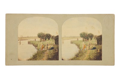 Lot 163 - T. R. Williams Stereocard, Scenes in Our Village, Angling in the Stream