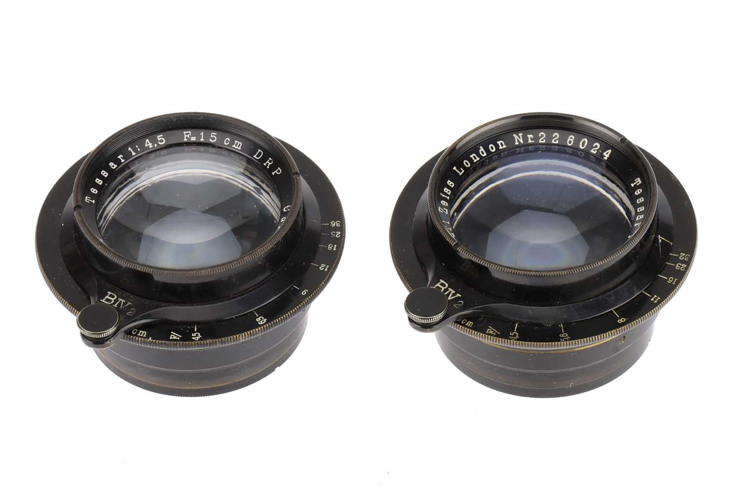 Lot 831 - Two Carl Zeiss Tessar f/4.5 15cm (150mm) Camera Lenses