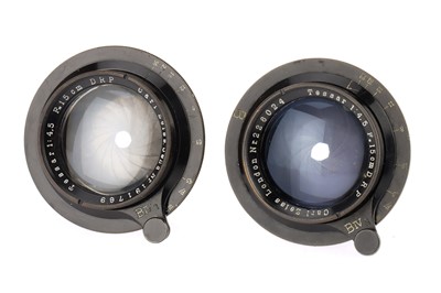 Lot 831 - Two Carl Zeiss Tessar f/4.5 15cm (150mm) Camera Lenses