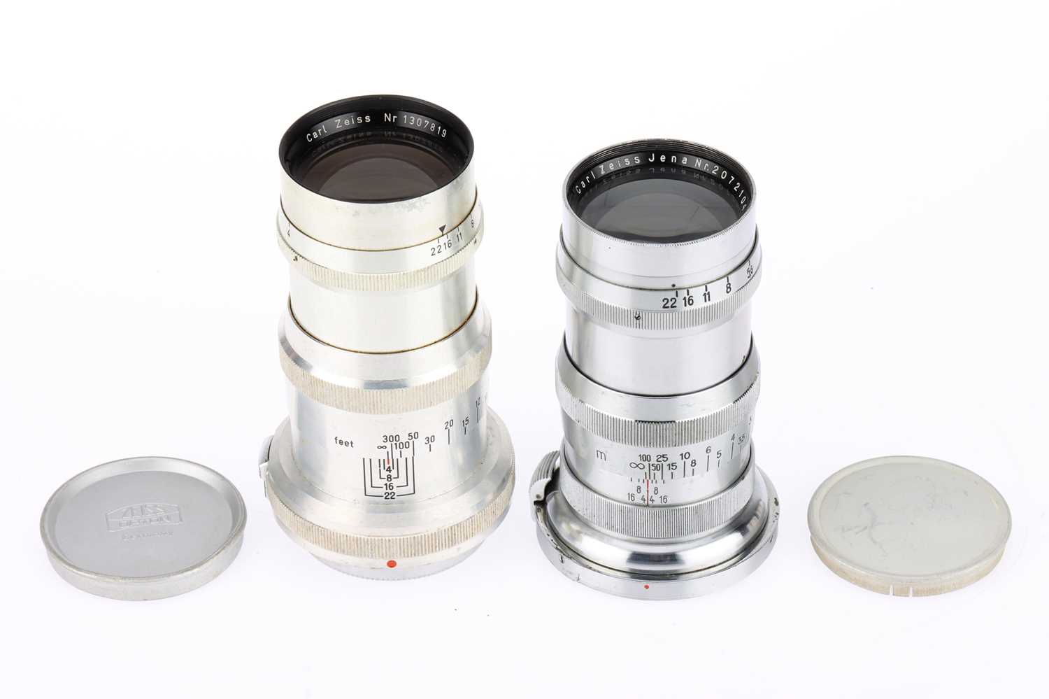 Lot 850 - Two Carl Zeiss Sonnar f/4 135mm Rangefinder Camera Lenses