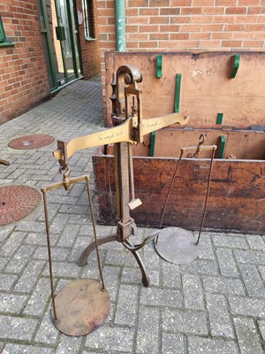 Lot 1149 - Large 20LB Brass County of Blackpool Beam Scale