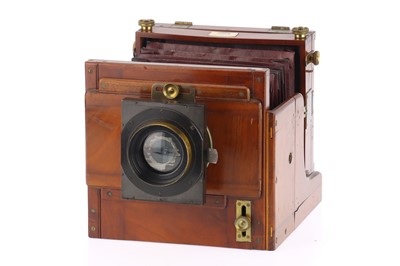 Lot 886 - A Sands & Hunter Tailboard Camera Square Bellows Half Plate Mahogany & Brass Tailboard Camera